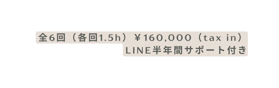 全6回 各回1 5h 160 000 tax in LINE半年間サポート付き